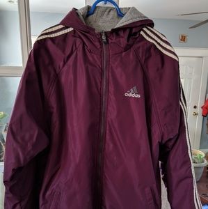 Men's large Adidas jacket with hoodie.